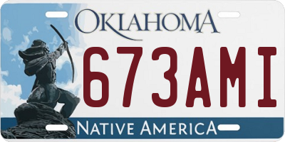 OK license plate 673AMI