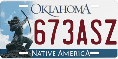 OK license plate 673ASZ