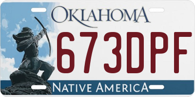 OK license plate 673DPF