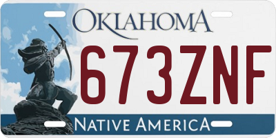 OK license plate 673ZNF