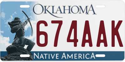 OK license plate 674AAK