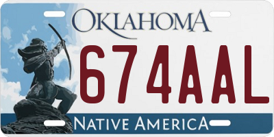 OK license plate 674AAL