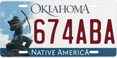 OK license plate 674ABA
