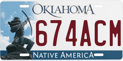 OK license plate 674ACM