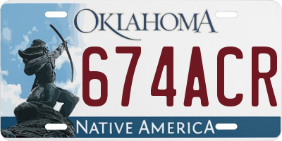 OK license plate 674ACR
