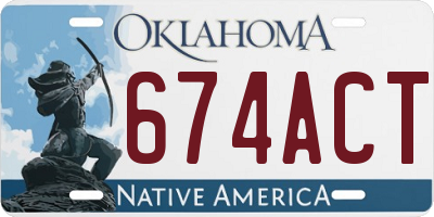 OK license plate 674ACT