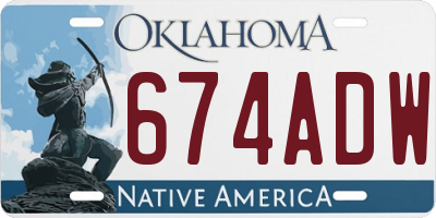 OK license plate 674ADW