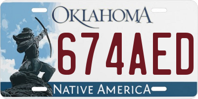 OK license plate 674AED