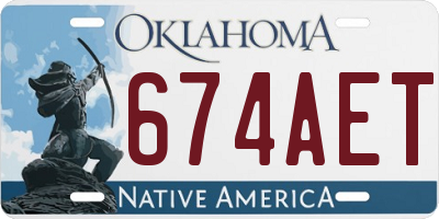 OK license plate 674AET