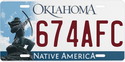 OK license plate 674AFC