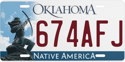 OK license plate 674AFJ