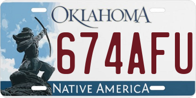 OK license plate 674AFU