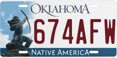 OK license plate 674AFW