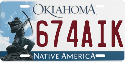 OK license plate 674AIK