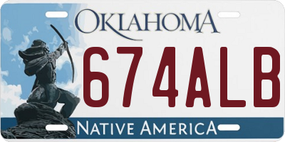 OK license plate 674ALB