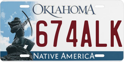 OK license plate 674ALK