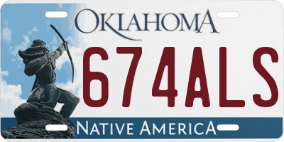 OK license plate 674ALS