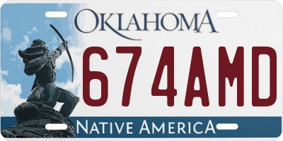 OK license plate 674AMD