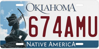 OK license plate 674AMU