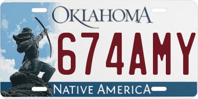 OK license plate 674AMY