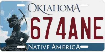 OK license plate 674ANE