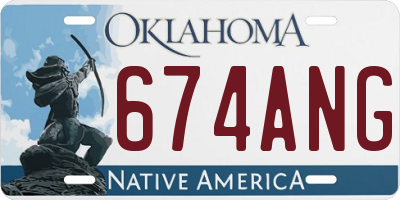 OK license plate 674ANG