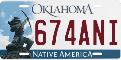 OK license plate 674ANI