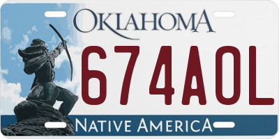 OK license plate 674AOL