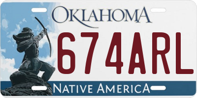 OK license plate 674ARL