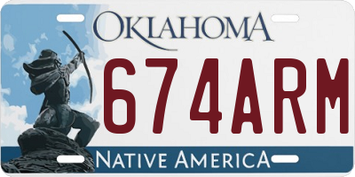 OK license plate 674ARM