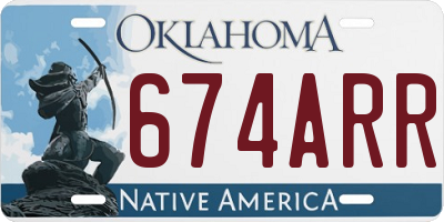 OK license plate 674ARR