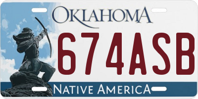 OK license plate 674ASB