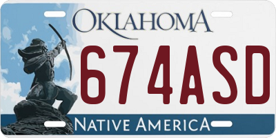 OK license plate 674ASD