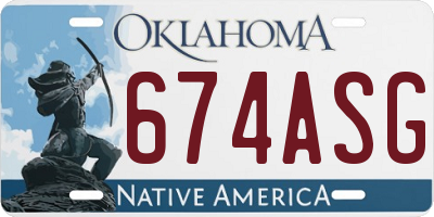 OK license plate 674ASG