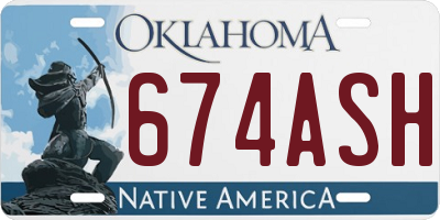 OK license plate 674ASH