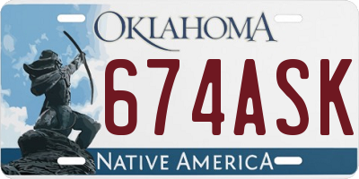 OK license plate 674ASK