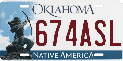 OK license plate 674ASL