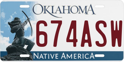 OK license plate 674ASW