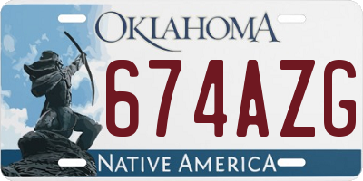 OK license plate 674AZG