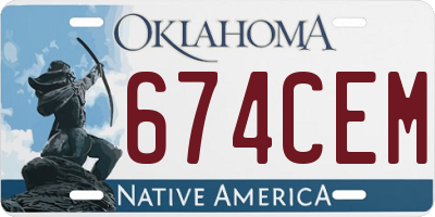 OK license plate 674CEM