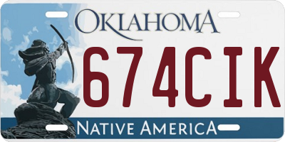 OK license plate 674CIK