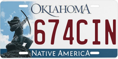 OK license plate 674CIN