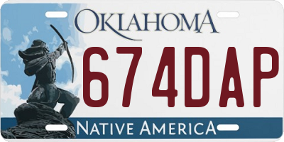 OK license plate 674DAP