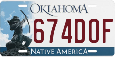OK license plate 674DOF