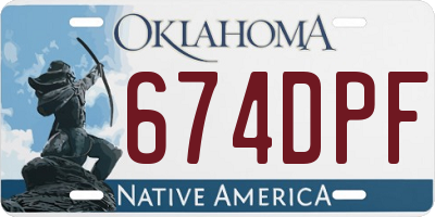 OK license plate 674DPF