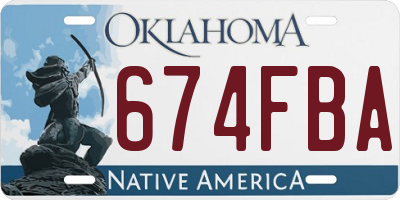 OK license plate 674FBA