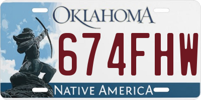 OK license plate 674FHW