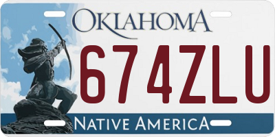 OK license plate 674ZLU