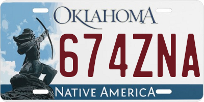 OK license plate 674ZNA