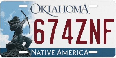 OK license plate 674ZNF